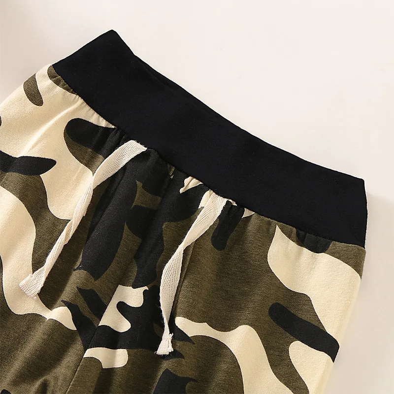 

0-24M Autumn winter long-sleeved hooded sweater suit High quality special offer boy camouflage letter print hooded trouser suit