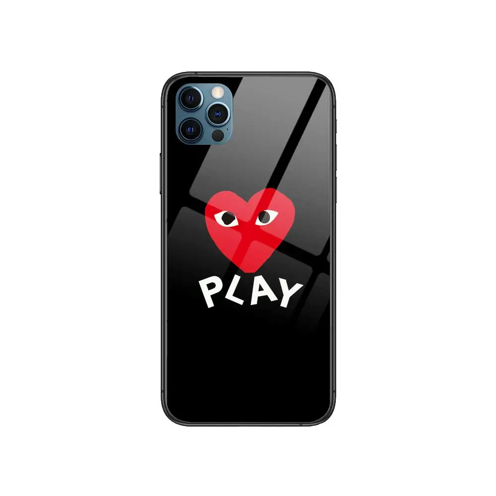

PLAY Comme design Garcons Heart Anime Style Phone Case cover For iphone 12 pro max 11 8 7 6 s XR PLUS X XS SE 2020 mini black