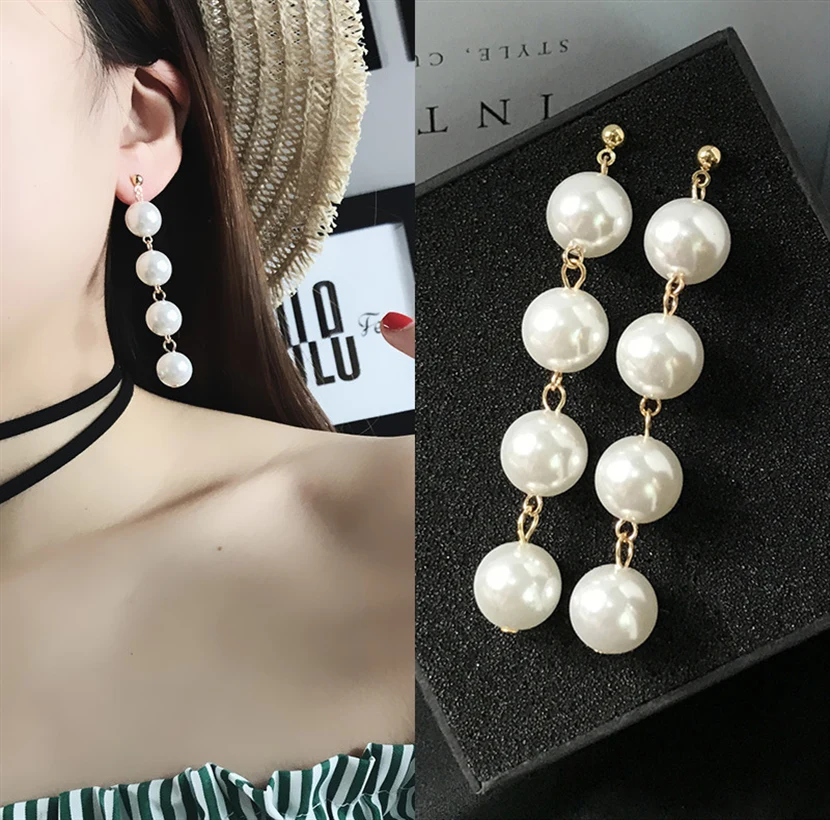 Женские длинные висячие серьги Boucle D'oreille Femme модные Эффектные с жемчужинами и