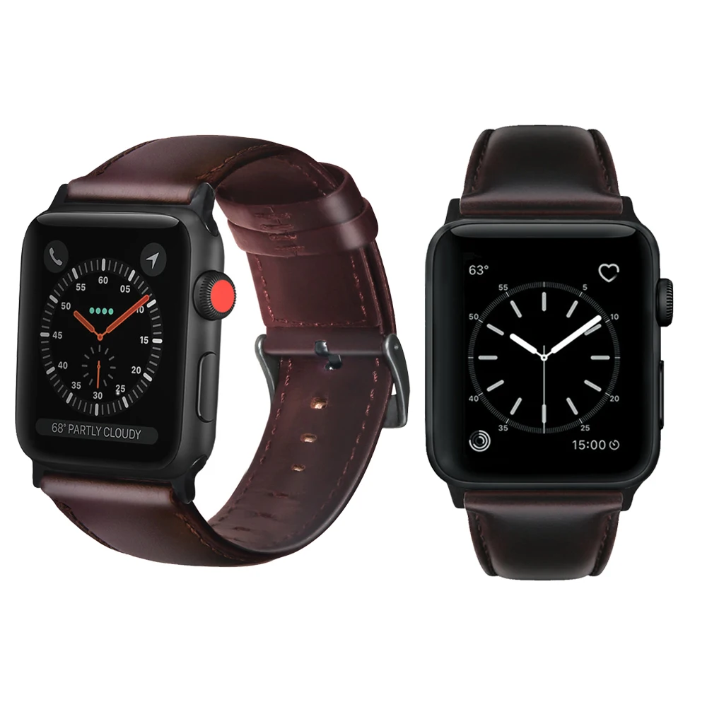 Натуральная кожа парафиновое масло кожи браслет для наручных часов Apple Watch Series