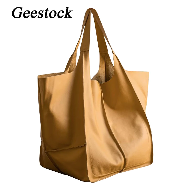 

Geestock Women Soft Tote Bag Casual Fashion Large Capacity Single Shoulder Bag PU Leather Retro Handbags Designer Shopper Purses