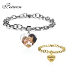 Индивидуальные Сердце Браслеты гравировка имени даты для студийной съемки под заказ Нержавеющаясталь регулируемые наручные обручи для Для женщин мужчин идентификационная бирка памяти подарок