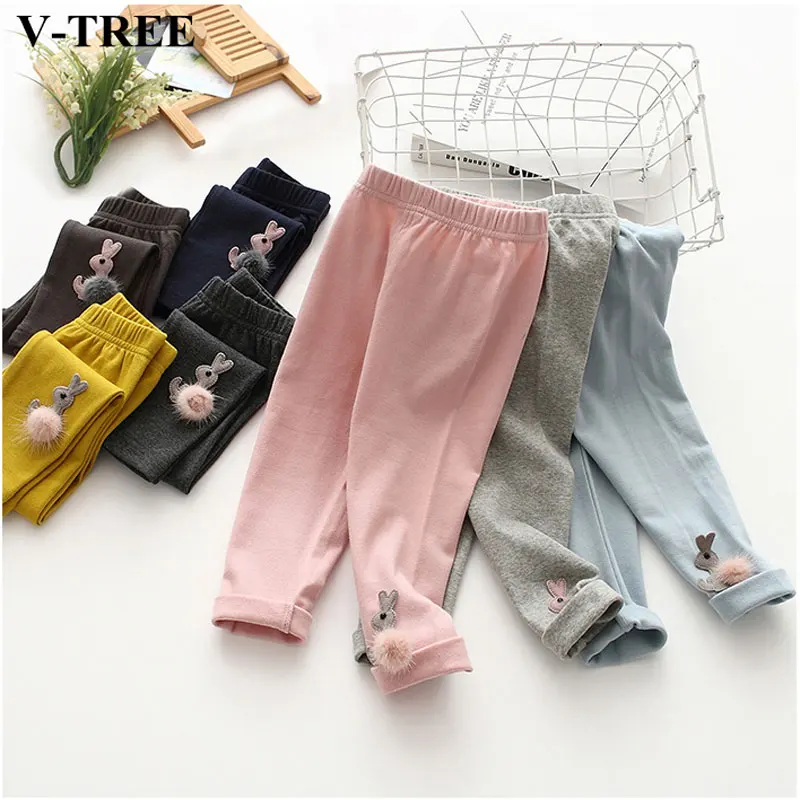 Осенние леггинсы для девочек, леггинсы из хлопка с кроличьими ушками для девочек, детские брюки, детские леггинсы, одежда для малышей