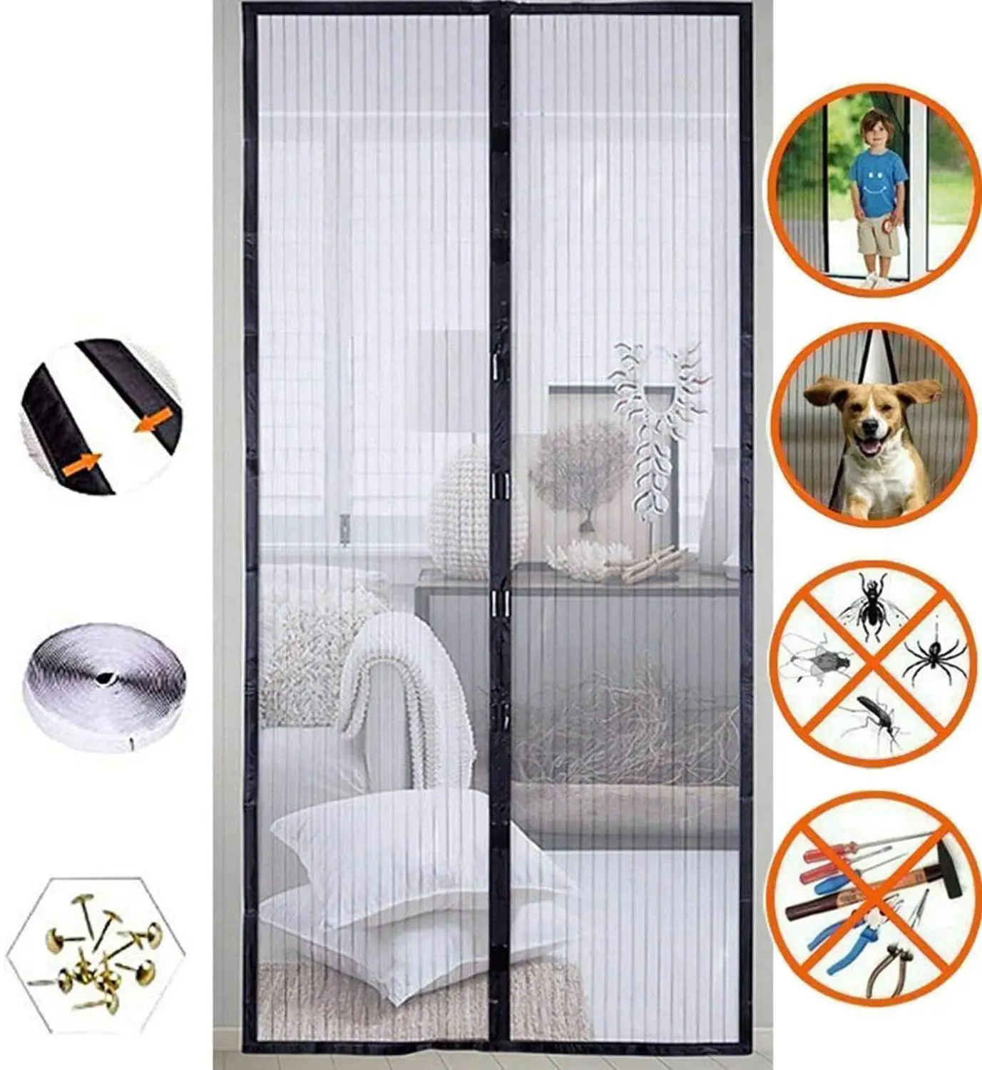 

Magnetic Mosquito Net Door Anti Mosquito Insect Fly Bug Curtains Automatic Closing Door for Kitchen Magnetic Door Mosquito Net