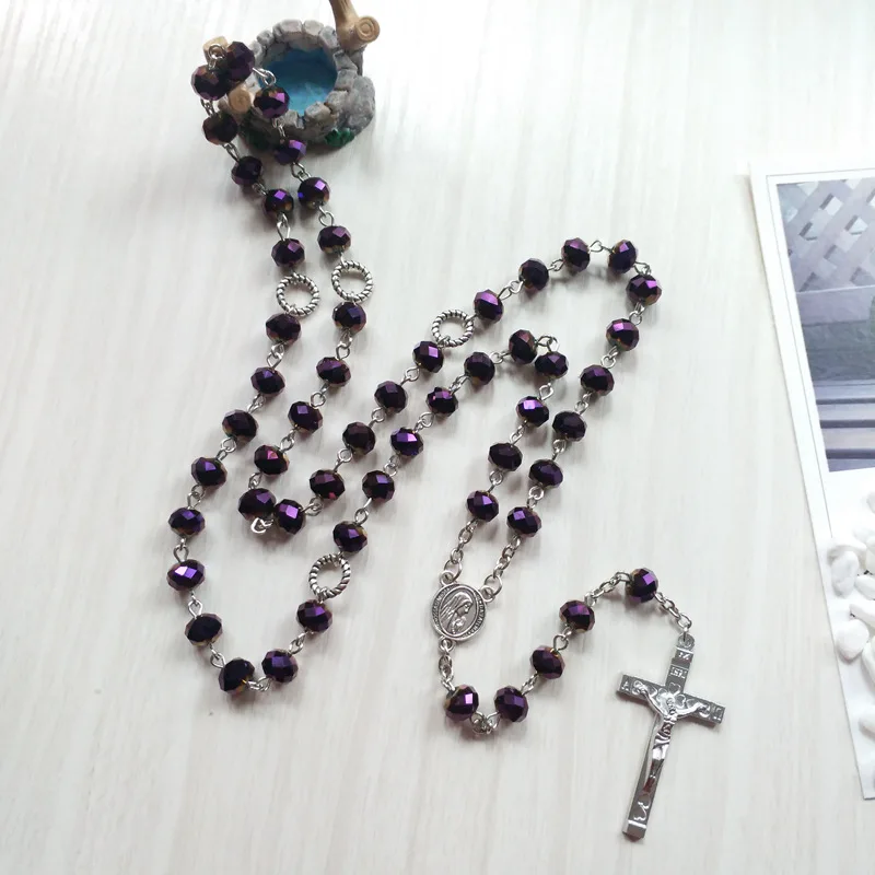 QIGO религиозная молитва ювелирные изделия длинный крест Кулон Четки Ожерелье