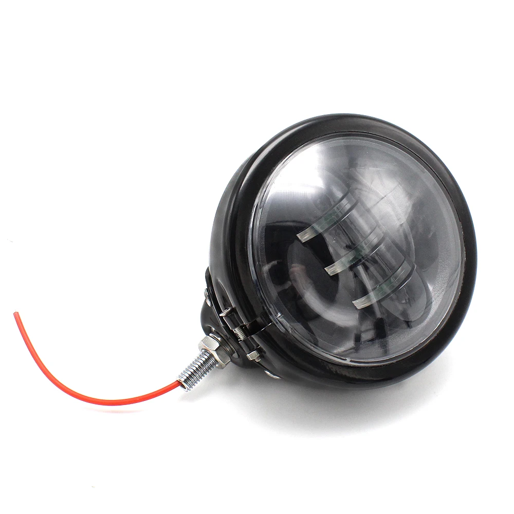 

Black Motorcycle LED Black Metal 4.5'' Headlight Passing Driving Lamp Fog Light Custom For Harley Honda Yamaha Suzuki
