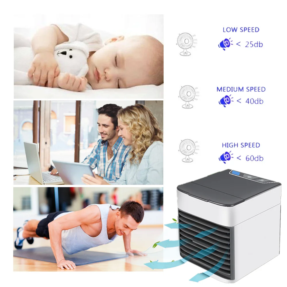 Mini Air Conditioner Cooler Fan 7 Colors Light USB Portable 3 Gear Personal Space Cooling For Home |