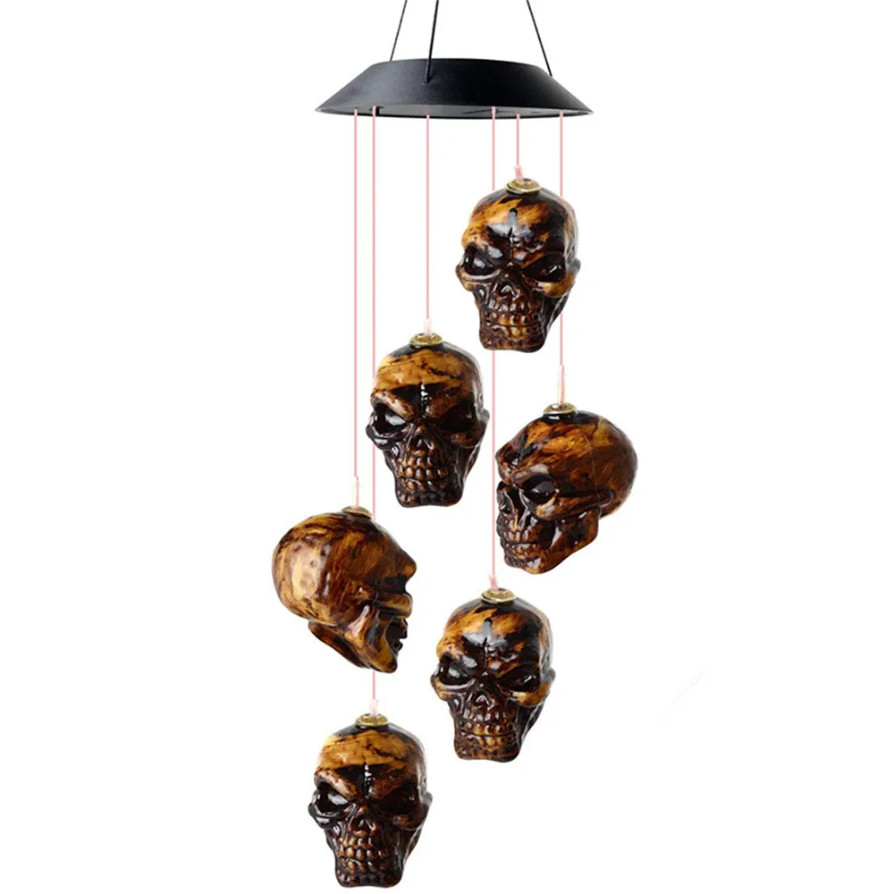 

Solar Powered LED Skeleton Skull Wind Chime Color-Changing Light Outdoor Decor