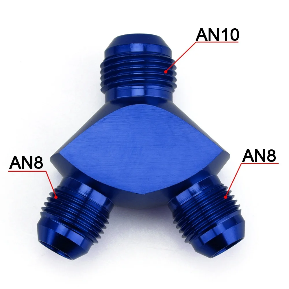 AN8-AN10 BLUE AN6 AN8 AN10 Алюминиевый Y Блок адаптер фитинги адаптер Черный Y Тип нефтяной трубы соединение - Цвет: AN8-AN10 BLUE