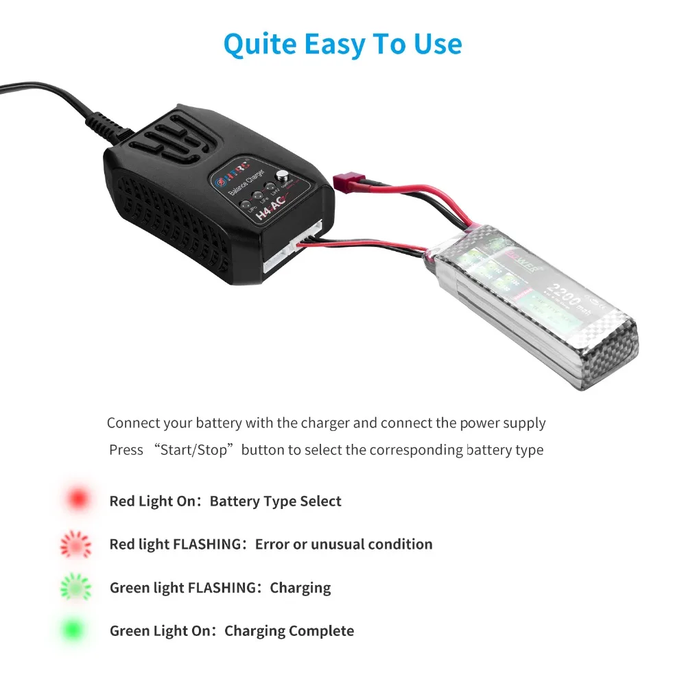 HTRC H4AC 20 Вт мини зарядка баланс зарядное устройство для 2 4s Lipo/LiFe/LiHV батарея