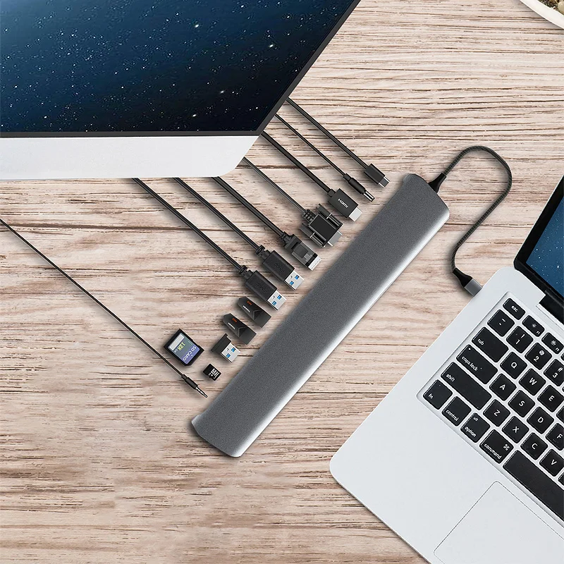 USB концентратор AJIUYU Type C на 3 0 HDMI RJ45 VGA|USB-хабы| |