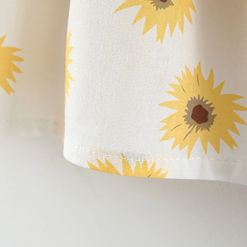 

Girls Summer Casual Dresses Toddler Sunflowers Print Princess Vestidos Short Sleeve Kids Girl Embroidery Collar Party Costumes