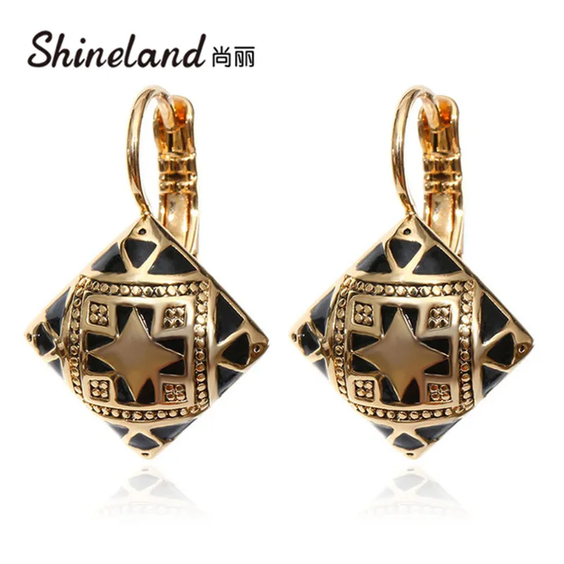 Женское винтажное Ювелирное Украшение с эмалью квадратным модные серьги в форме