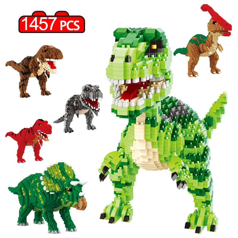 

1457 Pcs Mini Jurassic City Park Dinosaur Tyrannosaurus Building Blocks Triceratops Velociraptor Model Bricks Toy For Kids Gifts