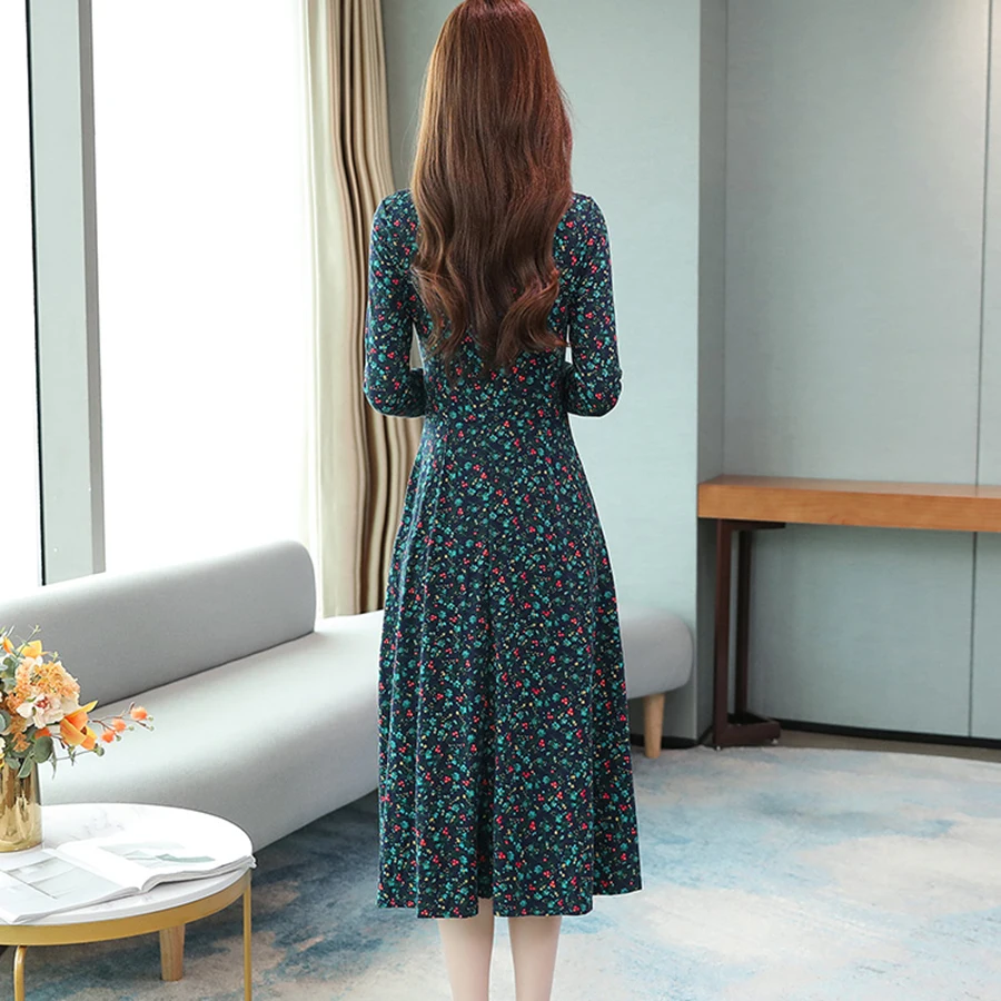 Mozuleva 2019 Vintage Female Floral Dress Autumn Winter New Print Long Sleeve Maxi Elegant Women Vestido 4XL Plus Size | Женская одежда