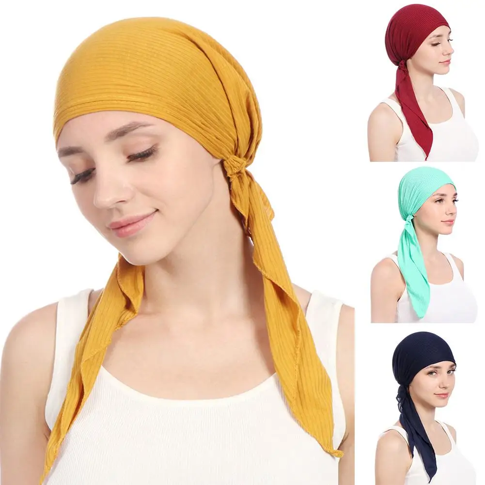

Женский мусульманский хиджаб, шапка-тюрбан с принтом в виде рака и цветов, закрывающий головной платок против выпадения волос, Завязывающий...
