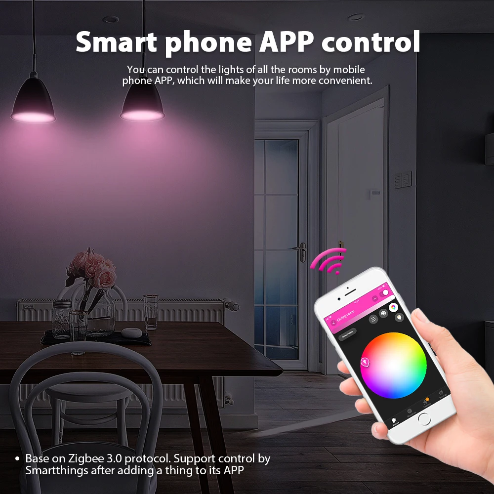 G светодиодный opto RGBCCT E27 12 Вт светодиодный смарт-цветная лампа 2-Pack, Zigbee совместимый шлюз 3,0, Голосовое управление с Alexa, Радиочастотный пульт дистанционного управления