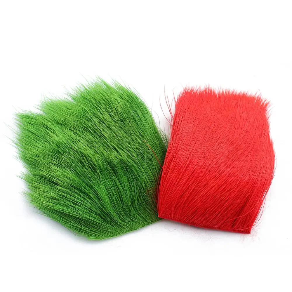 

Tigofly 2 pcs/lot Red Green Elk Body Hair Long Thick Fur 6cmX6cm Dry Flies Muddlers Caddis Fly Fishing Tying Materials