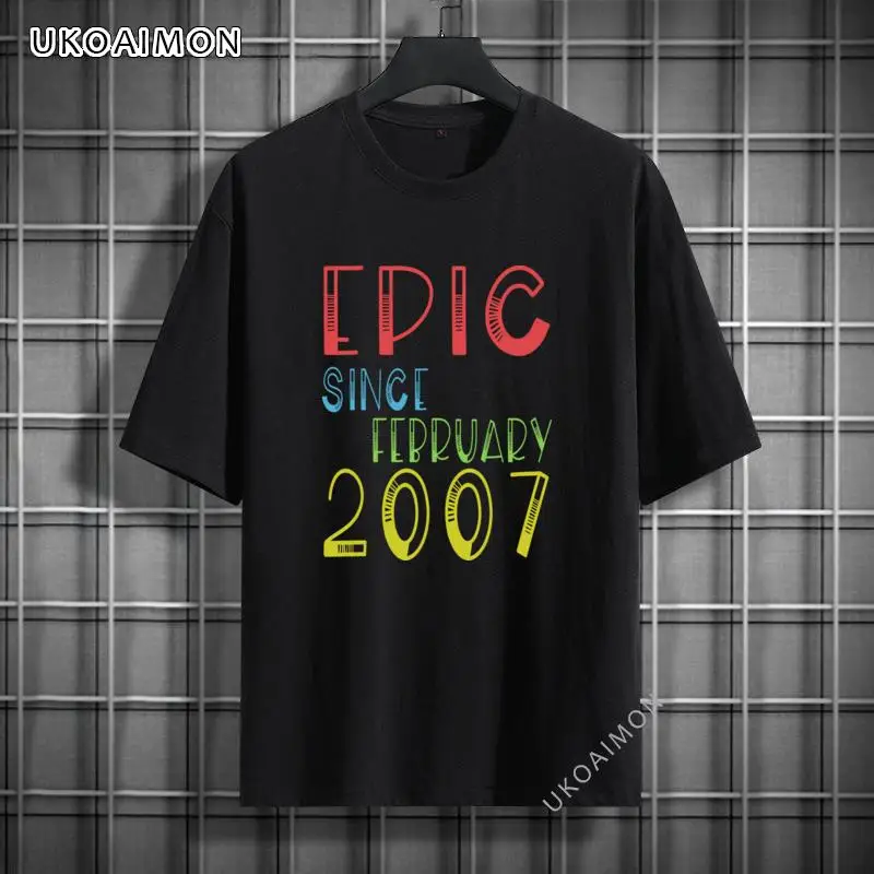 

Осенняя хлопковая Футболка Epic с февраля 2007 года на день рождения 12, 100% хлопок, футболка унисекс, сумасшедшие простые Стильные топы, футболки ...