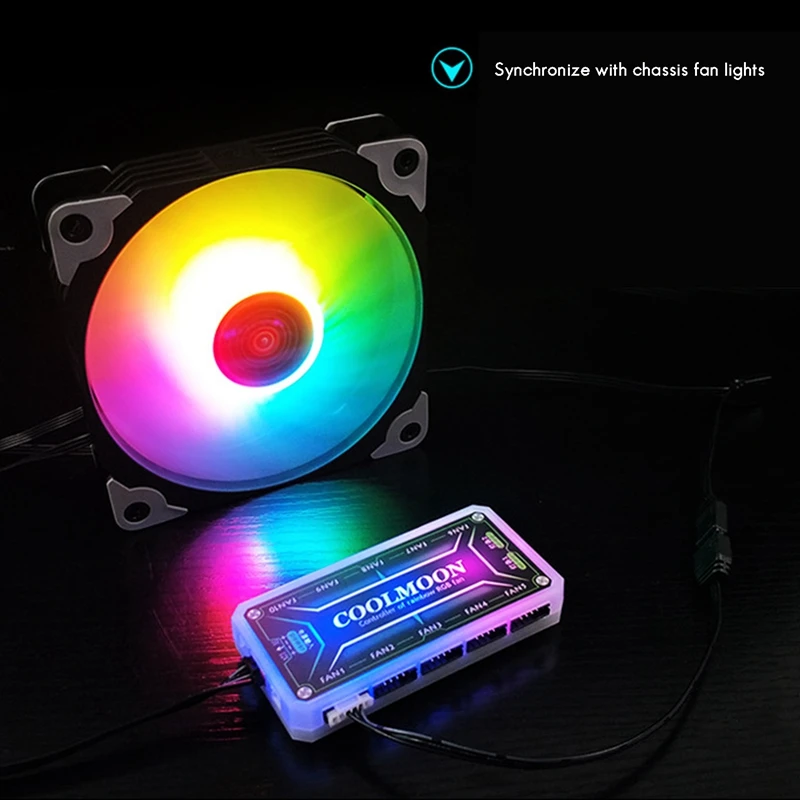 

COOLMOON P4 RGB Case Fan 12cm Small 4PIN Mute PWM Temperature Control Automatic Color Changing Desktop Cooling Fan CPU Fan