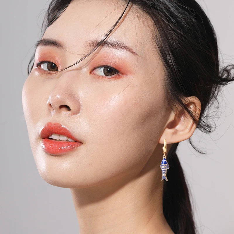 Голубые серьги богемные шикарные Подвески морской жизни Висячие женские C-Shapled