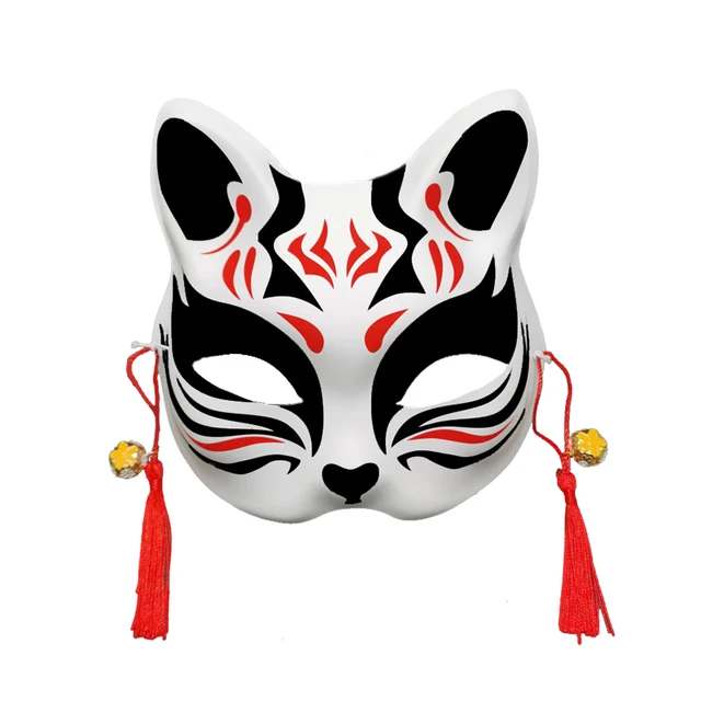 Маска в японском стиле с изображением цветка лисы на половину лица,креативный костюм из ПВХ для косплея, вечеринки, маскарада, праздничногоукрашения