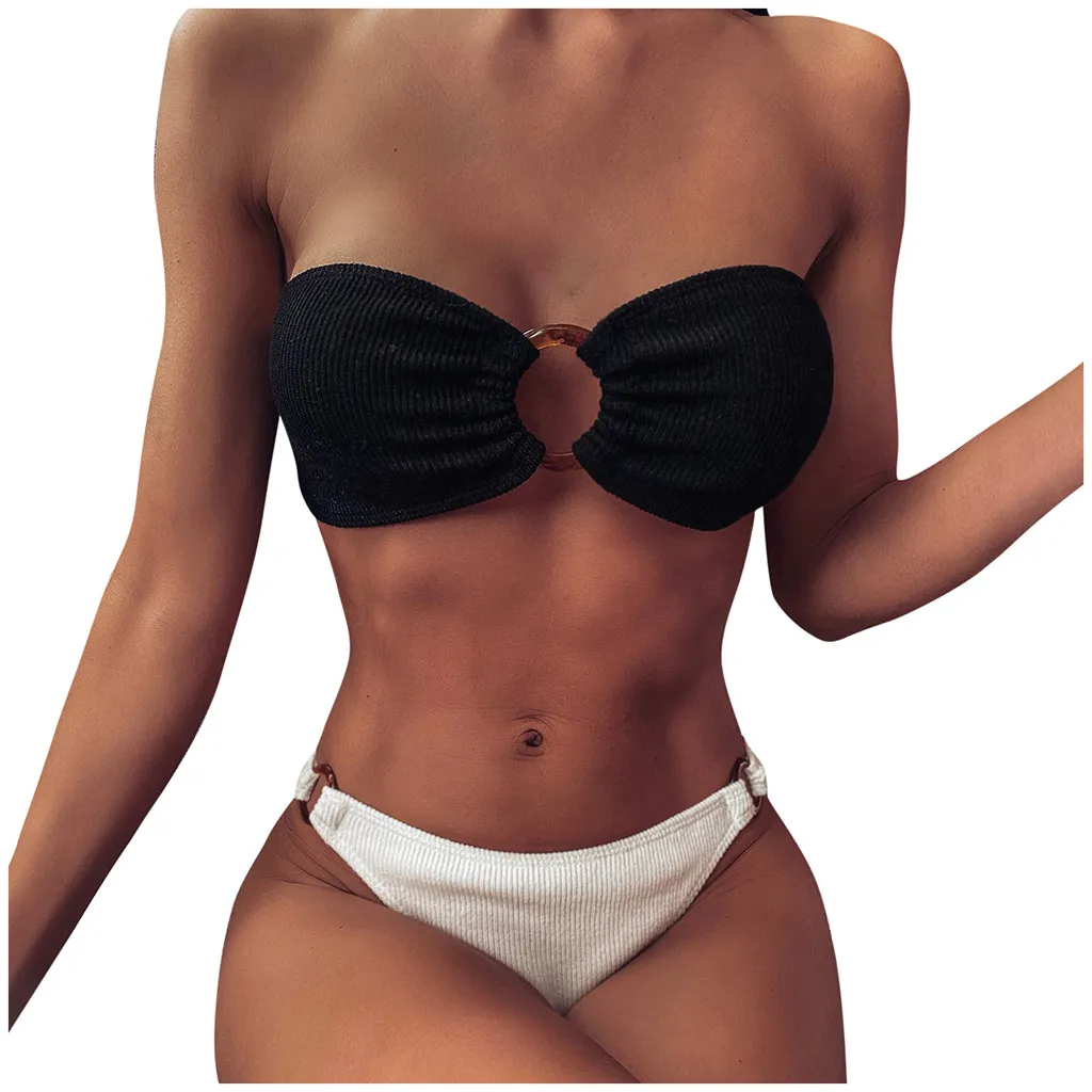 Fashion Womens Solid Color Bikini Push-Up Pad Swimwear Swimsuit Beachwear Set | Женская одежда