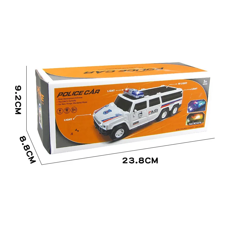

Bisney New Simulation Kids Police Toy Car Night Music Light 360 Degree Rotating Vehicles Collection Gifts Toys for Boys Children