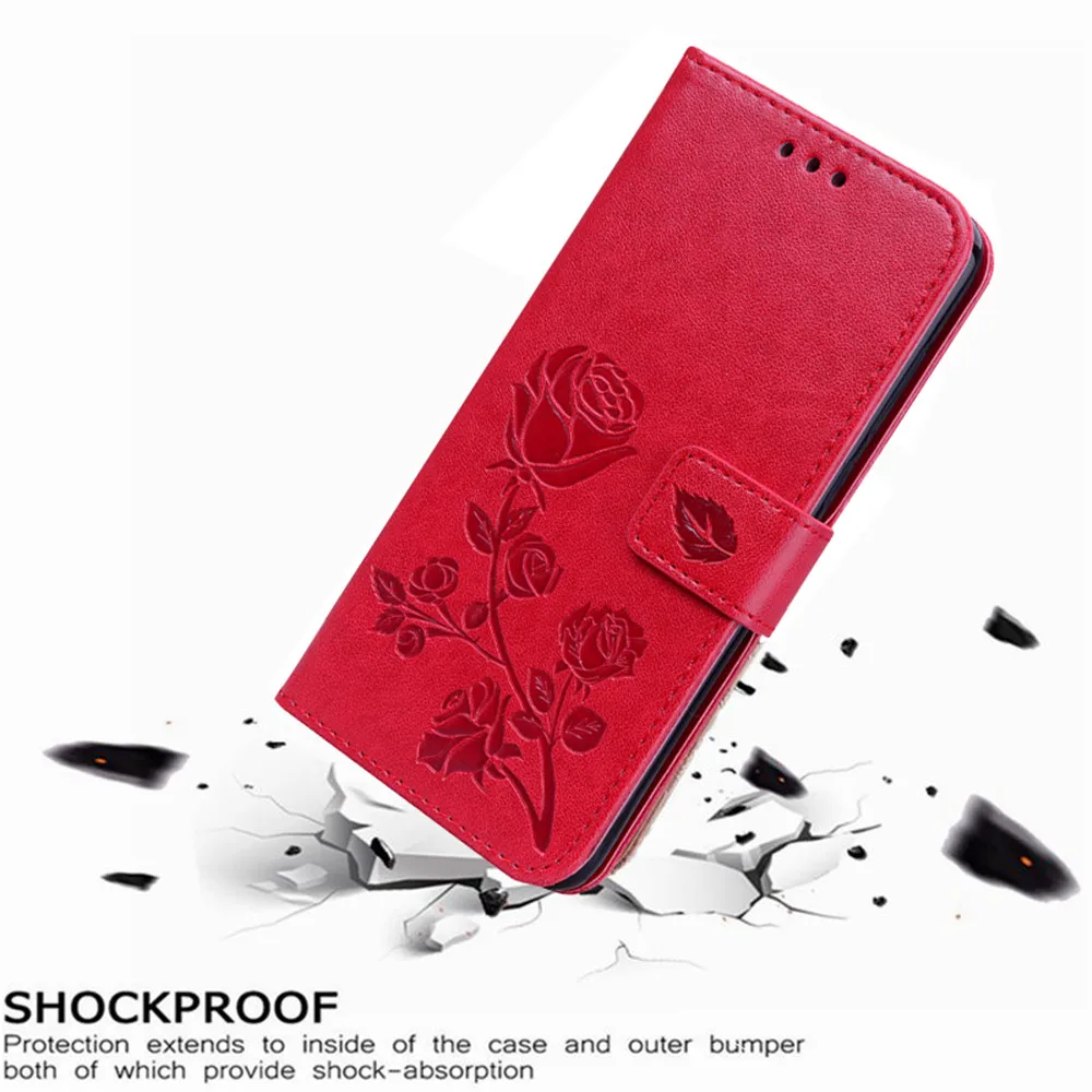 Роскошный кожаный чехол книжка для Alcatel 1S 2019 5024d 2020 бумажник с розами и подставкой