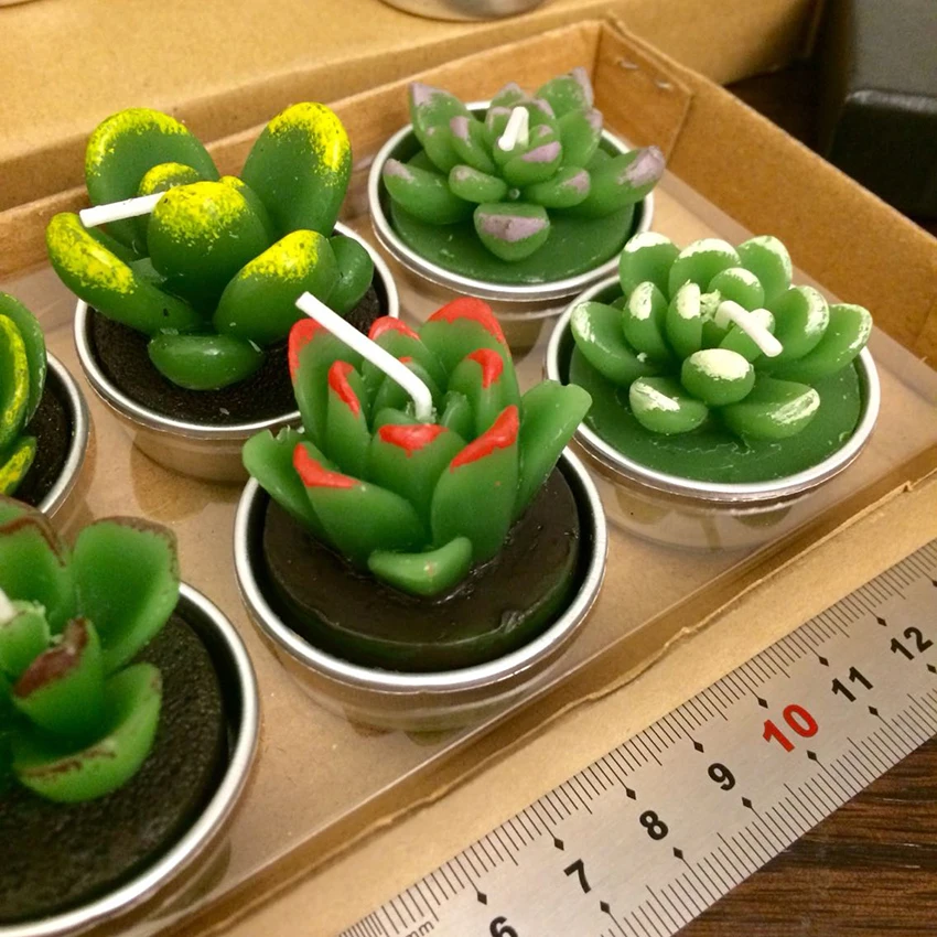 1 шт. Кактус свечи творческий сочные в форме кактуса Беспламенного Чай светильник