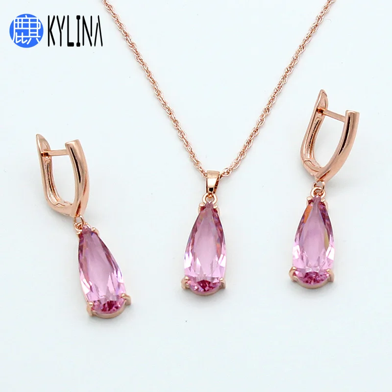 Женские серьги-подвески KYLINA элегантные серьги цвета розового золота 585 пробы с