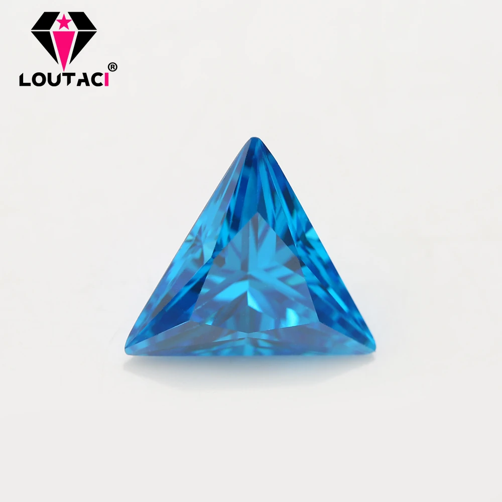 

LOUTACI Good Price Cubic Zirconia Triangle Shape Blue Topaz Color 5A Gemstone For Sale Small Size 3x3-4x4mm