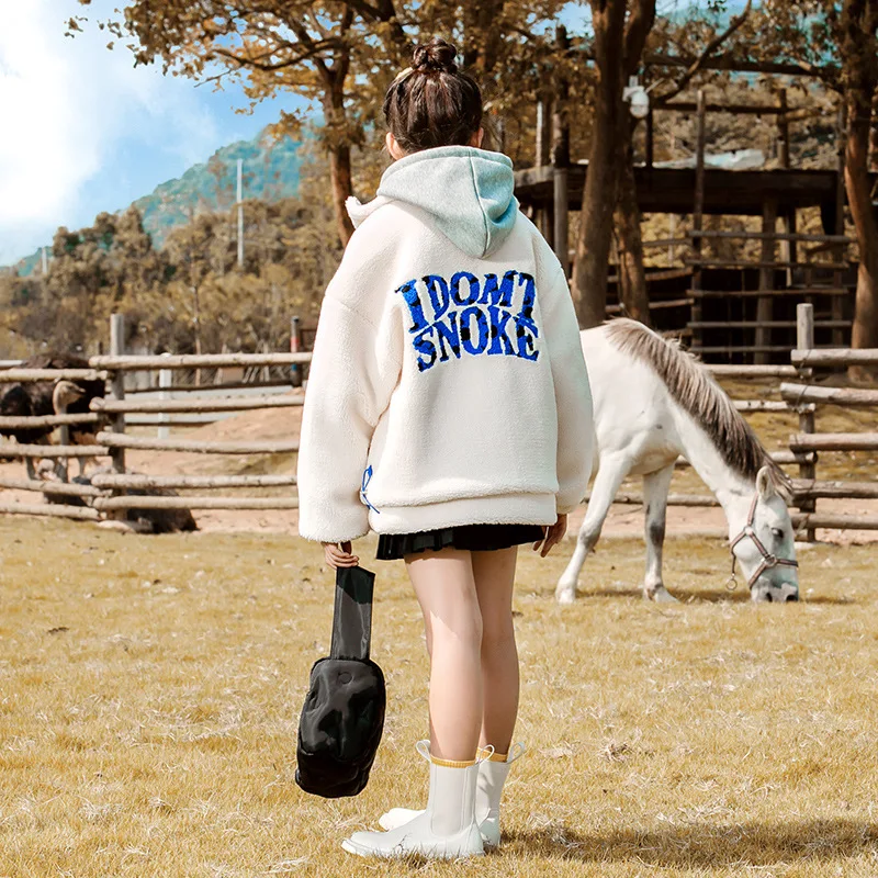 

2021 winter Girls clothes Baby Kids Coat Jacket Outwear Lamb woolen Thicken Velvet Top Cotton Cardigan Child teenager 9 12 year