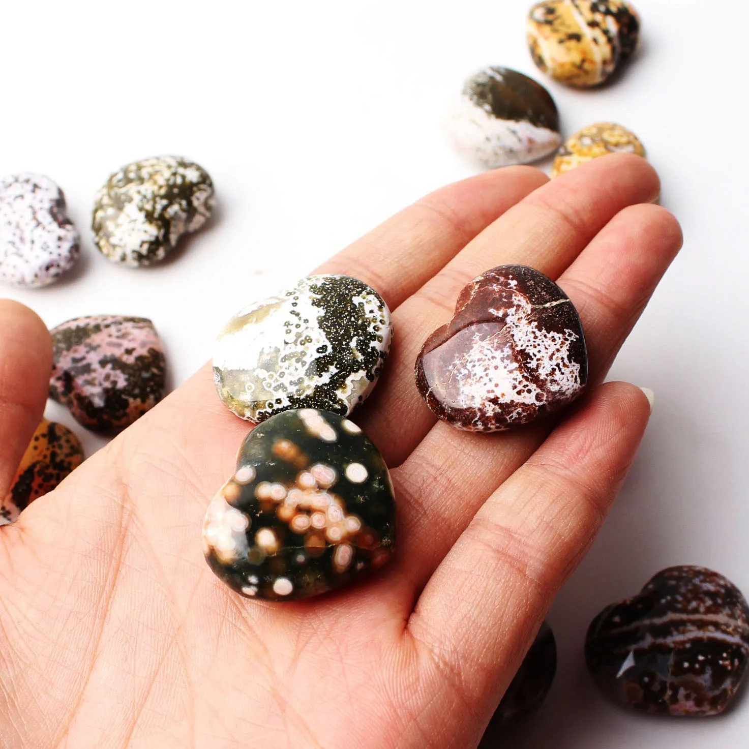 20-30 мм океанская яшма любовь в форме сердца кристалл кулон ювелирные изделия