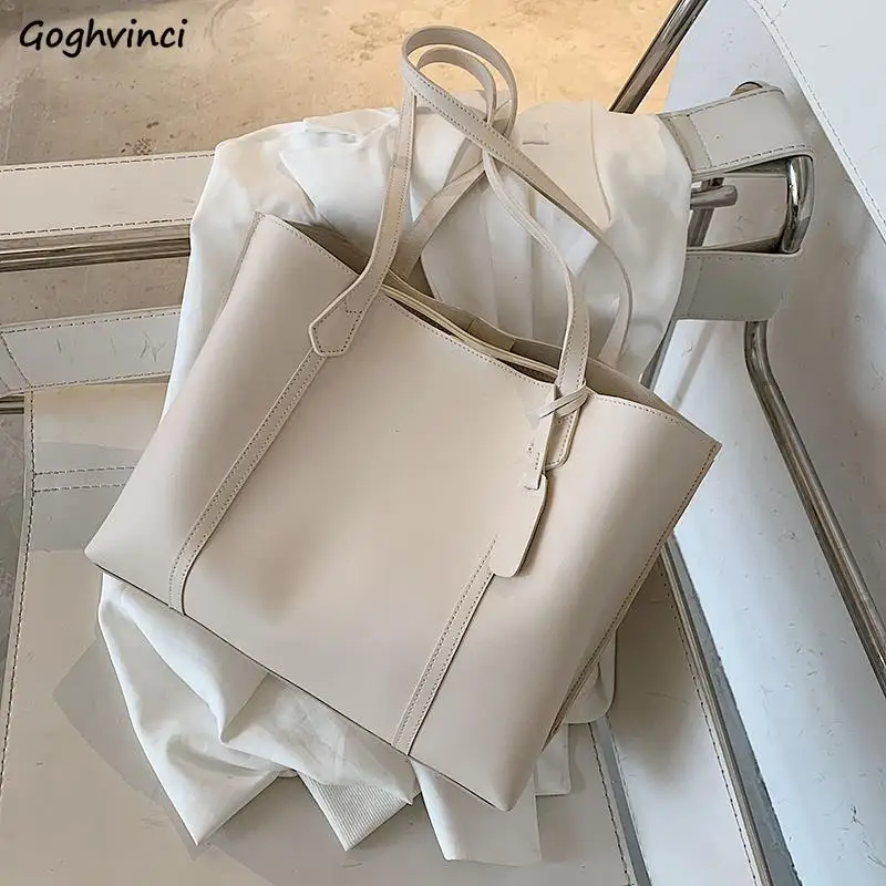 

Shopping Bags Women Casual Totes Office-ladies All-match Large-capacity One-shoulder Simple Fashion Vintage PU Leather Elegant