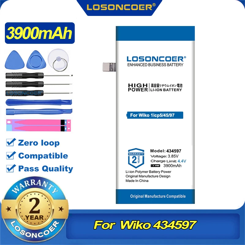 100% Оригинальный LOSONCOER 434597 3900 мАч аккумулятор для Wiko 1icp 5/45/97