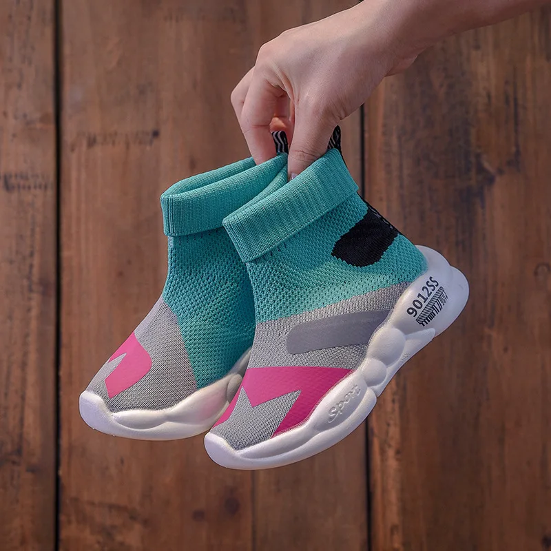 Новые осенние детские ботинки спортивная обувь носки для мальчиков и девочек