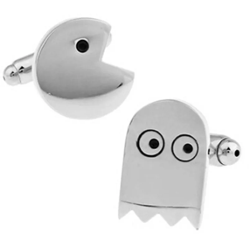 Pacman & Запонки с призраком из нержавеющей стали кнопки шпильки для манжет рубашки
