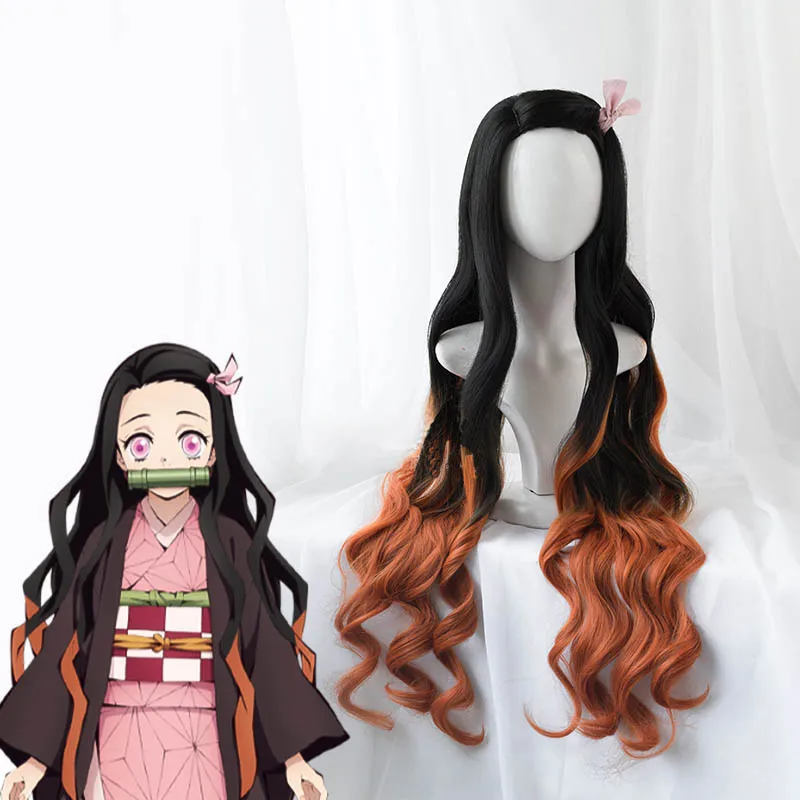 

Deluxe Kamado Nezuko Cosplay JP Anime Demon Slayer: Kimetsu No Yaiba Character Dress Up Halloween Costume For Women Wigs