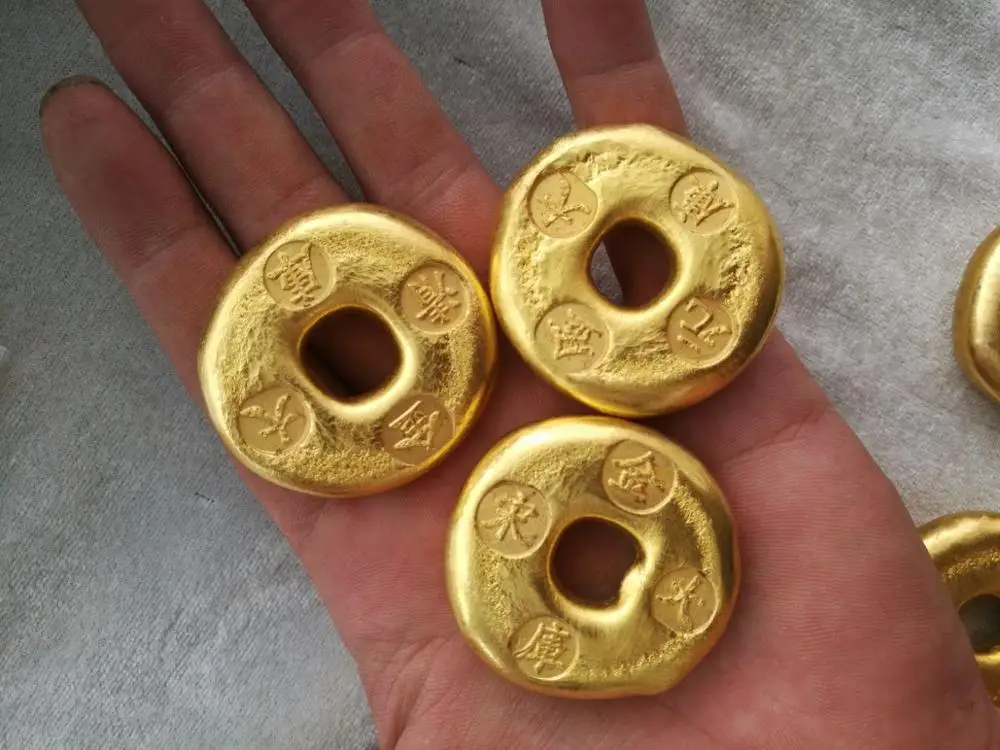 Pure copper gold ingot ornament antique solid household fortune gathering treasure decoration gift | Дом и сад