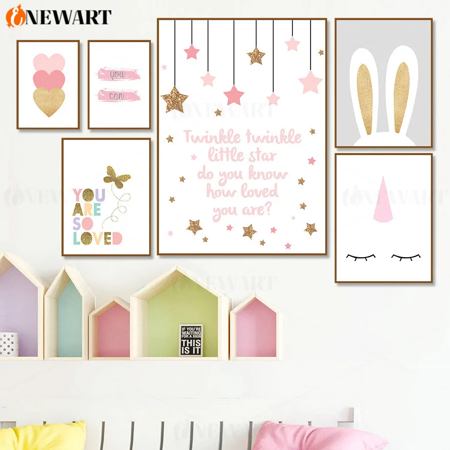 Современная детская настенная живопись милая мультяшная Картина на холсте для