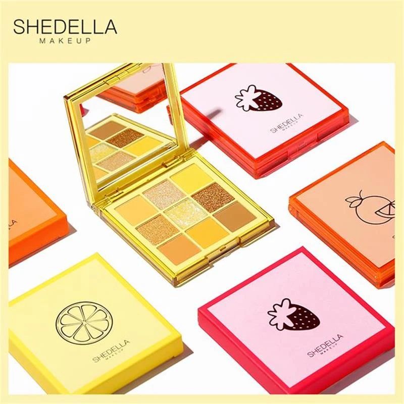 Палетка теней для век стойкие тени 9 цветов оранжевый синий фиолетовый золотой