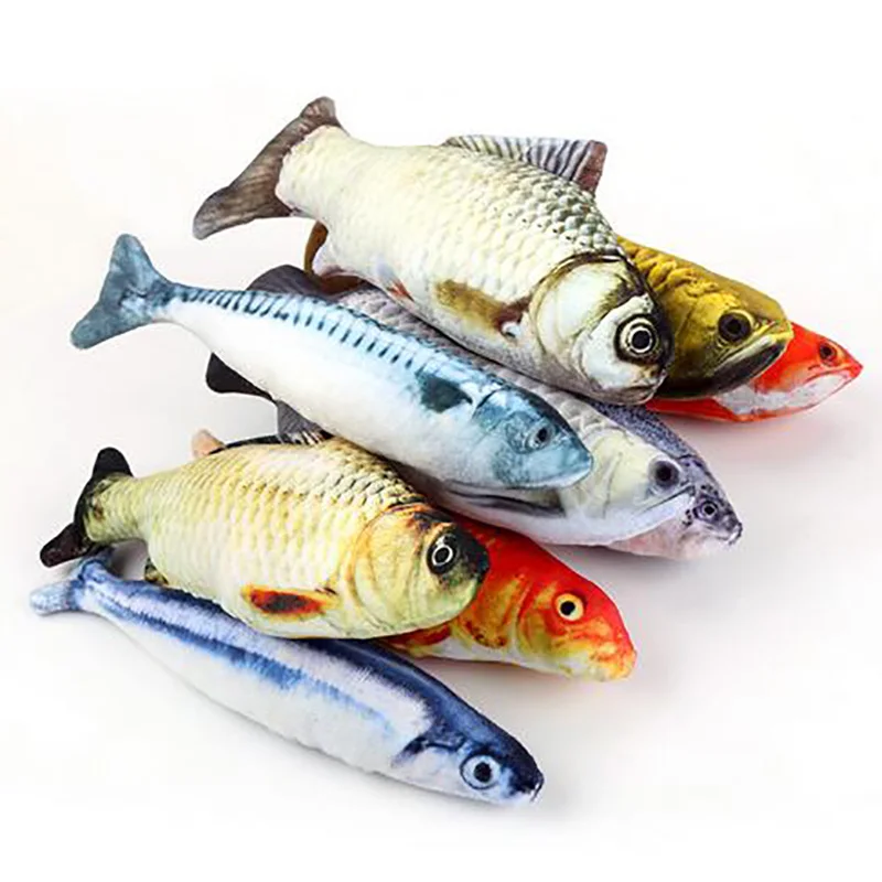 

Pet Soft Plush Fish Shape Cat Toy Interactive Gifts Fish Catnip Toys Stuffed Pillow Doll Simulation Fish Playing Toy For Pet