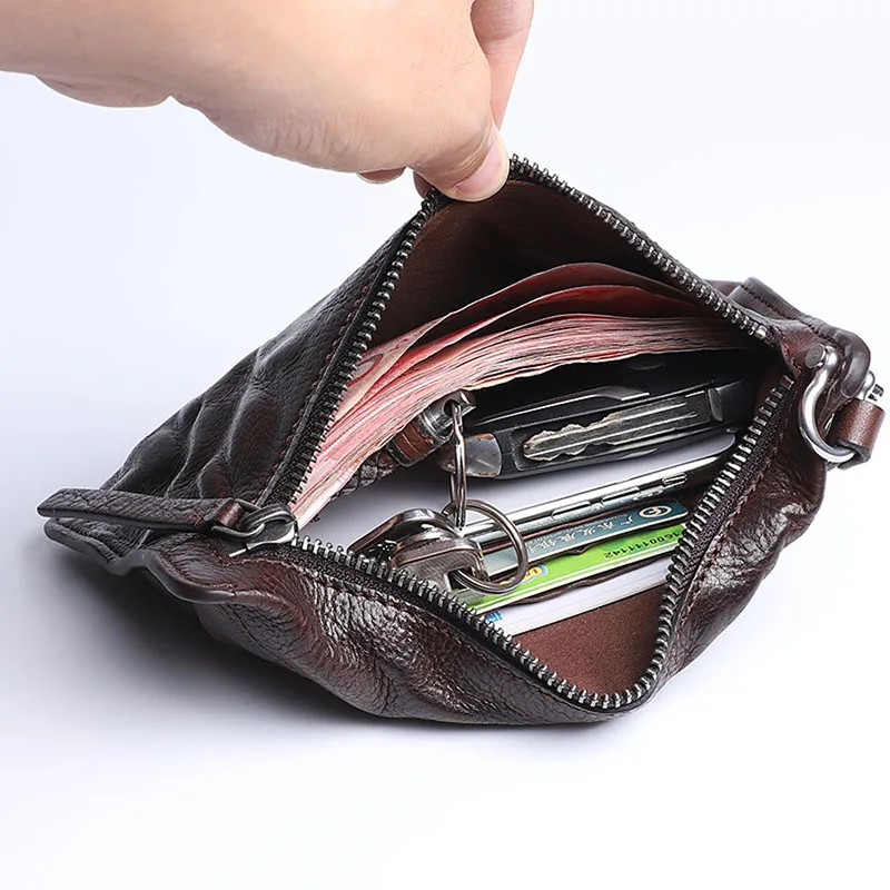 AETOO Original retro wrinkled long wallet zipper clutch bag leather first layer cowhide old rub color flow |