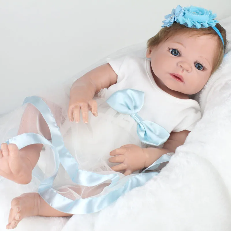 NPKDOLL 22 дюймов Кукла Reborn Baby Blue eyes куклы полное тело силиконовые для девочек кукла