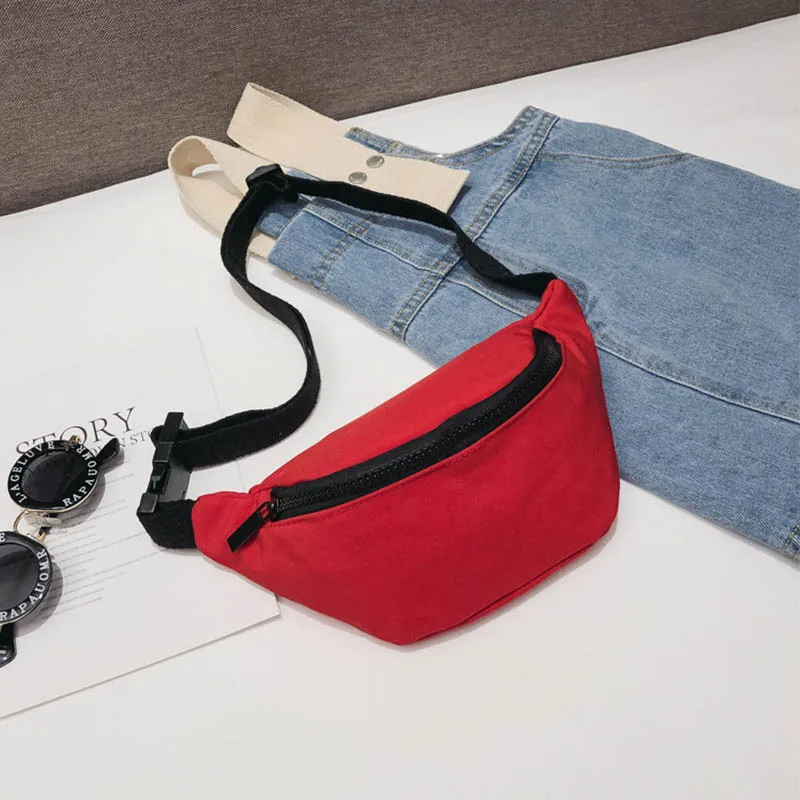 Black Fanny pack Новая детская поясная сумка для девочек, нагрудная сумка унисекс, поясная сумка, вместительная одноцветная Сумка-бум, Сумка с бананом, сумка через плечо - Цвет: Black Fanny pack