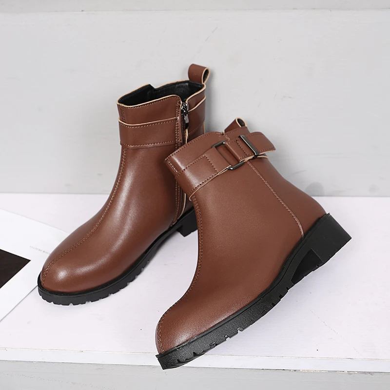 

Женские ботильоны на резиновой подошве, осенне-зимние ботинки на платформе, с круглым носком и молнией, 2021