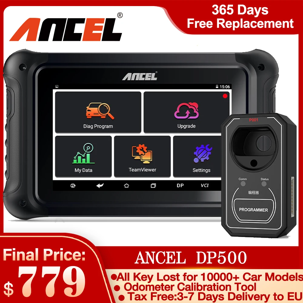 

ANCEL DP500 Key Programmer Immobilizer Cluster Calibriation Professional EEPROM Chip Read Car Scanner OBD2 Diagnostic Tools