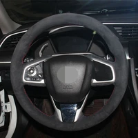 hand sew suede black car steering wheel cover for honda civic civic 10 2016 2019 crv cr v 2017 2019 clarity