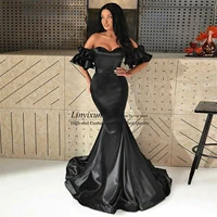 elegant black mermaid prom dresses 2022 sweetheart off shoulder backless long formal evening party gown plus size robe de soiree